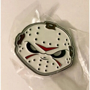Jason Voorhees Mask Friday  the 13th Enamel Metal Pin Double Rubber Backing